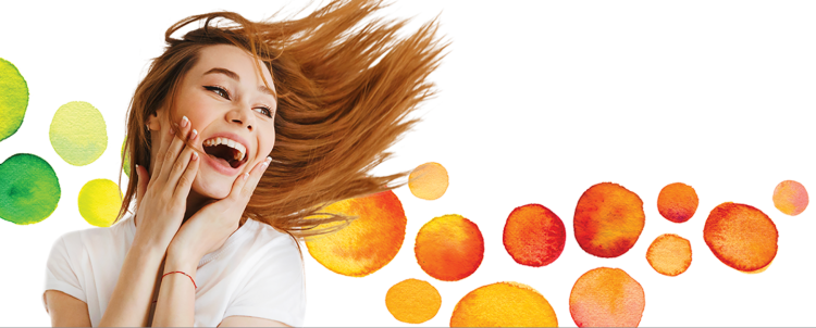 woman jumping and smiling