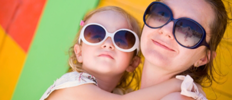 mother and daughter wearing sunglasses and smiling