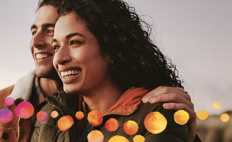 woman and man smiling